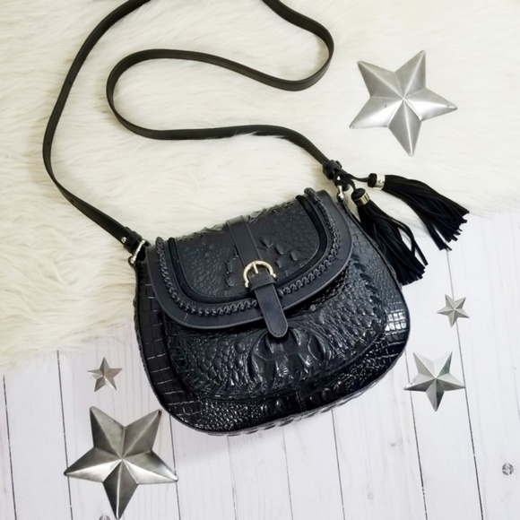 Brahmin Handbags - Brahmin Addilyn Black Wilde crossbody bag croc